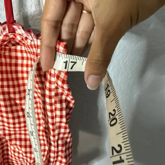 Red Gingham Spaghetti Strap Top - Picture 9 of 10
